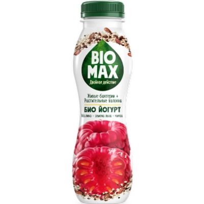 Биойогурт BioMax 1,6% малина, семена льна, киноа