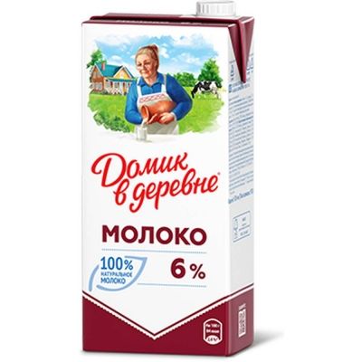 Молоко ультрапастеризованное Домик в деревне 6%
