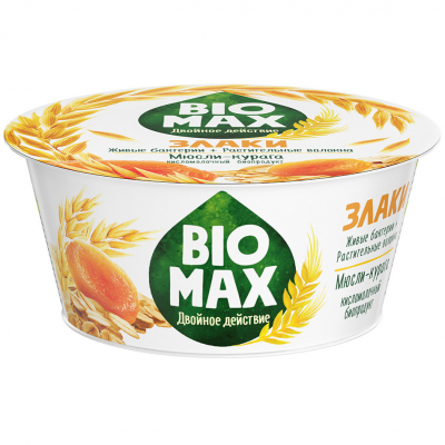 Биопродукт кисломолочный BioMax 1,9% курага, мюсли
