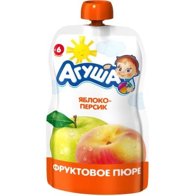 Пюре фруктовое Агуша яблоко, персик детское питание м/у