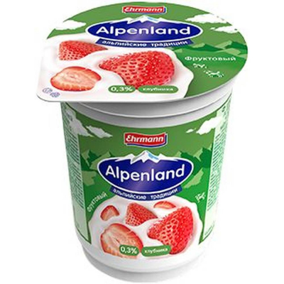 Йогуртный продукт пастеризованный Альпенлэнд Эрманн фруктовый 0,3% клубника