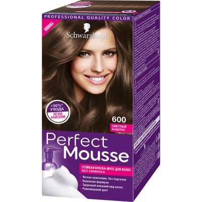 Стойкая краска-мусс для волос Perfect Mousse 600 Светлый Каштан