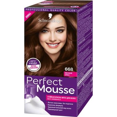 Стойкая краска-мусс для волос Perfect Mousse 668 Лесной Орех