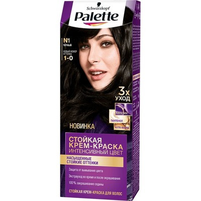 Стойкая крем-краска для волос Palette ICC N1 Чёрный (маска уход)