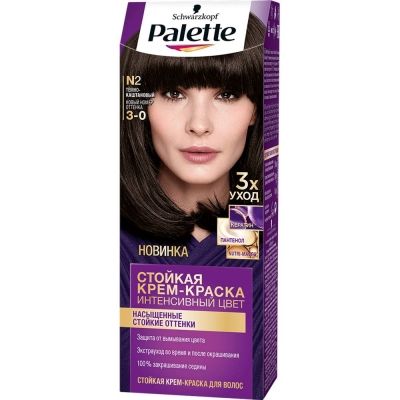 Стойкая крем-краска для волос Palette ICC N2 Тёмно-каштановый (маска уход)