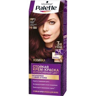 Стойкая крем-краска для волос Palette ICC RF3 Красный гранат (маска-уход)