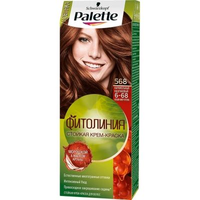 Стойкая крем-краска для волос Palette Фитолиния 568 Карамельный каштановый
