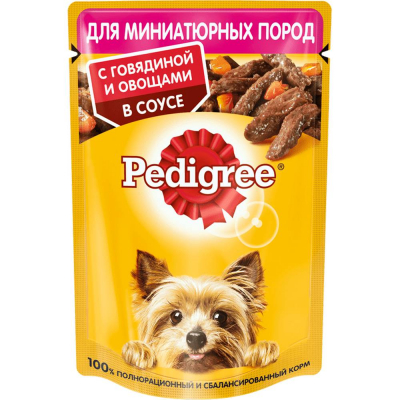 Корм Pedigree для взрослых собак мини пород говядина пауч