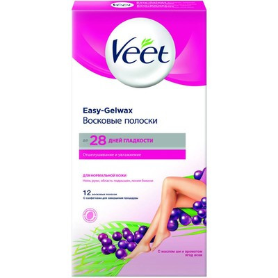 Восковые полоски Veet для нормальной кожи (12шт) Технология Easy Gel-wax