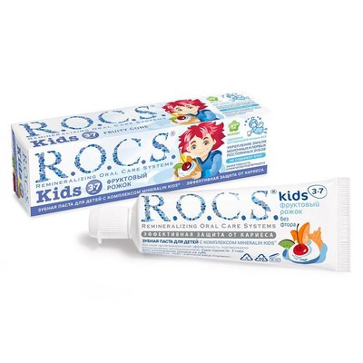 Зубная паста Рокс Фруктовый рожок (без фтора) для детей 3-7 лет