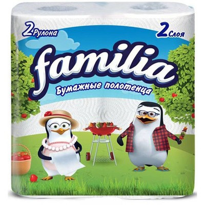 Бумажные полотенца Familia 2 слоя 2 рулона