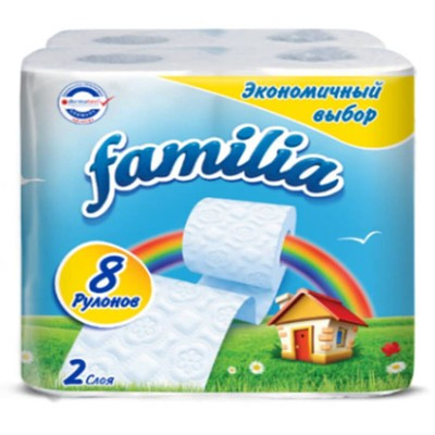 Туалетная бумага Familia Экономичный выбор 2 слоя 8 рулона Радуга