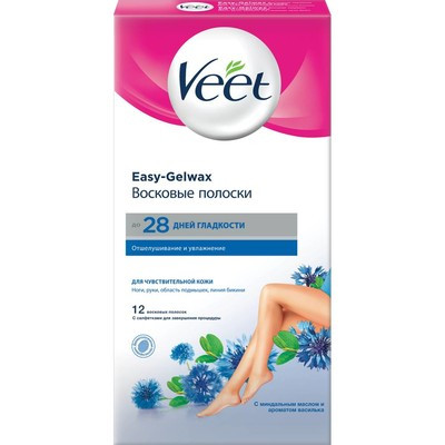 Восковые полоски Veet для чувствительной кожи Easy Gel-wax 12 штук