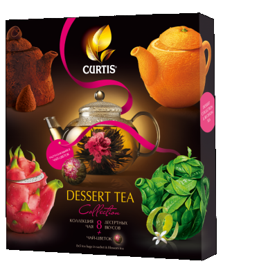 Коллекция чая Curtis с десертными вкусами и распускающимся цветком чая ассорти 40 сашетов