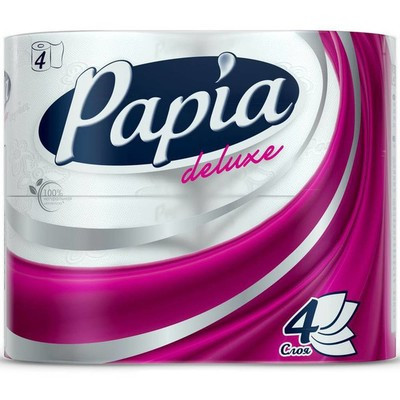 Туалетная бумага Papia Delux 4-х слойная, 4 рулона