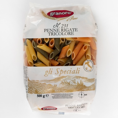 Макаронные изделия из твердых сортов пшеницы GranOro Tricolori №231 Пенне Ригате Триколори