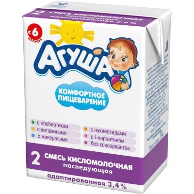 Смесь детская кисломолочная Агуша 2 3.4% TBA