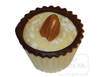 Шоколадные конфеты с кокосовой начинкой с миндалем в белом шоколаде