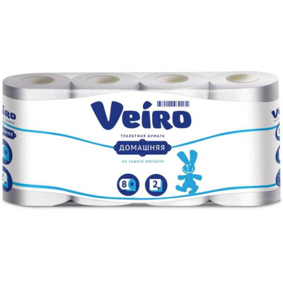 Туалетная бумага Veiro домашняя белая 2-сл 8 рул