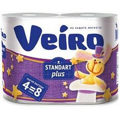 Туалетная бумага Veiro белая стандарт плюс  2-сл 4 рул