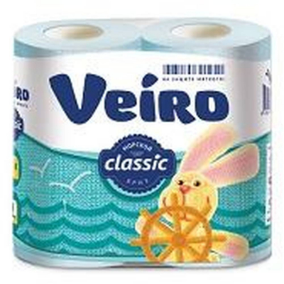 Туалетная бумага Veiro пастель голубая 2-сл 4 рул