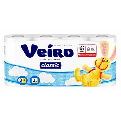 Туалетная бумага Veiro Classic Белый 2 слоя 8шт.