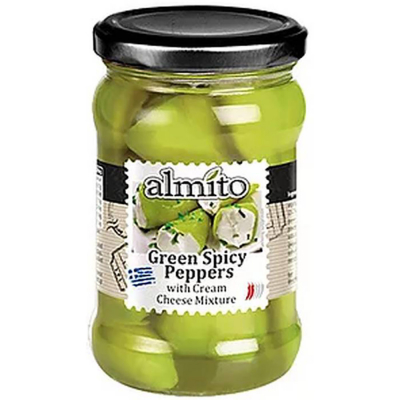 Перец ALMITO зеленый фаршированный сырным кремом, cт/б