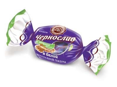 Конфеты Микаелло Чернослив с грецким орехом в белой шоколадной глазури