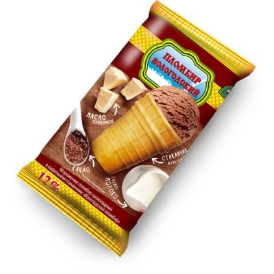 Мороженое Вологодский пломбир шоколад в вафельном стаканчике