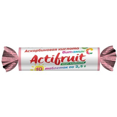 Таблетки жевательные Актифрут витамин С вкус клубники №10