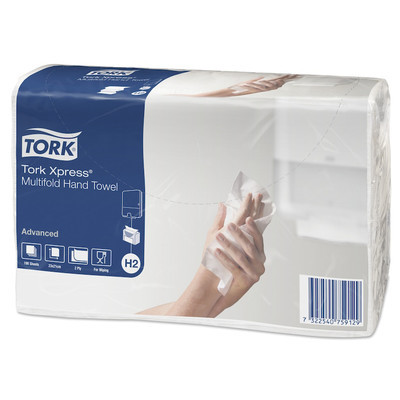 Полотенца H2 Tork Advanced сложения Interfold 190 листов, 21х23.4см, 2 слойные, белые, (Multifold)