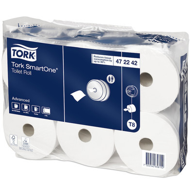 Туалетная бумага T8 Tork Advanced SmartOne в рулонах, 1150лист., 207мХ13,4см,  2сл., белая