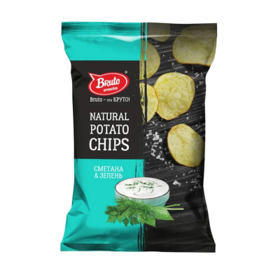 Чипсы Бруто Natural Potato Chips Сметана и зелень