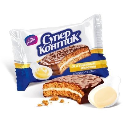 Печенье Супер-Контик со сгущенным молоком в шоколадной глазури