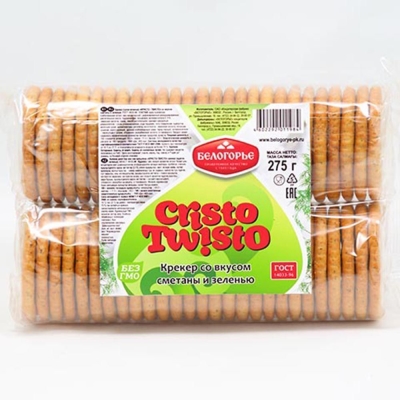 Крекер Белогорье Кристо-Твисто вкус сметана-зелень