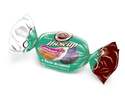 Конфеты Микаелло Инжир в бело-темной шоколадной глазури с миндалем