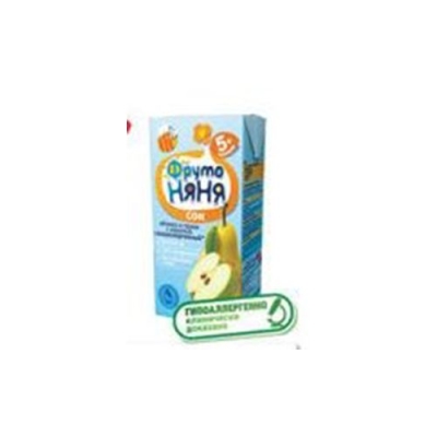Сок ФрутоНяня яблочно-грушевый с мякотью для детского питания