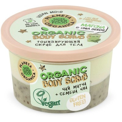 Скраб для тела Planeta Organica Skin Super Food Тонизирующий Matcha&chia seeds