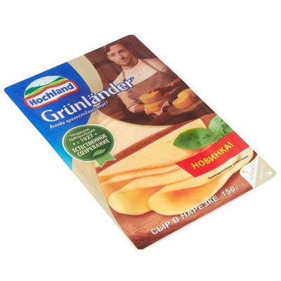Сыр полутвердый Hochland Grunlander нарезка