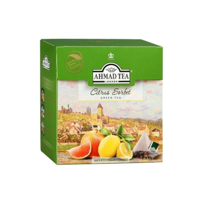 Чай зеленый Citrus Sorbet Ahmad Tea Цитрусовый Сорбет с грейпфрутом и лимоном 20 пак.