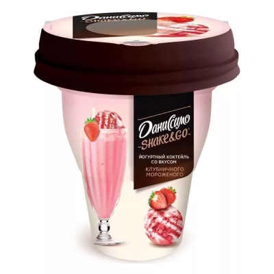 Коктейль йогуртный Даниссимо со вкусом клубничного мороженого 5,2%