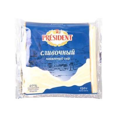 Сыр плавленный Президент Мастер Бутерброда сливочный 40% ломтики