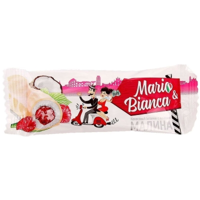 Батончик Mario&Bianca Кокосовый с малиновой начинкой
