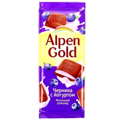 Шоколад Альпен Гольд молочный Черника-Йогурт