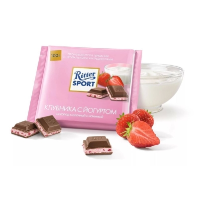 Шоколад молочный Ritter Sport Клубника с йогуртом