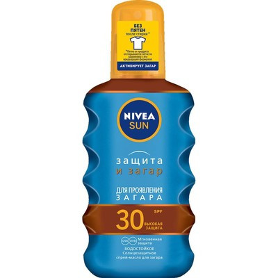 Масло-спрей Nivea солнцезащитный для загара Защита и загар SPF30
