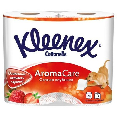 Туалетная бумага Kleenex 3-хслойная с ароматиз. Сочная Клубника  4 шт. 