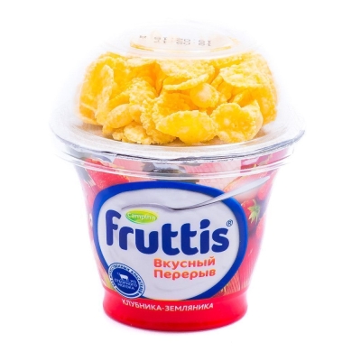 Продукт йогуртный Вкусный перерыв клубника-земляника с топпингом 2,5% (стакан)