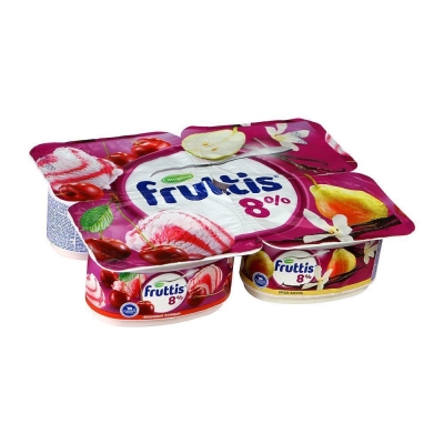 Продукт йогуртный Фруттис супер-экстра 8% вишневый пломбир, груша-ваниль ванночка