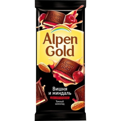 Шоколад Аlpen Gold темный с миндально-вишневой начинкой